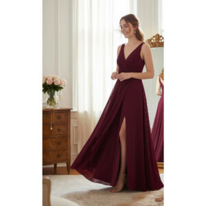 Burgundy Sleeveless Gown – Size 4 – Corset Back, NWT